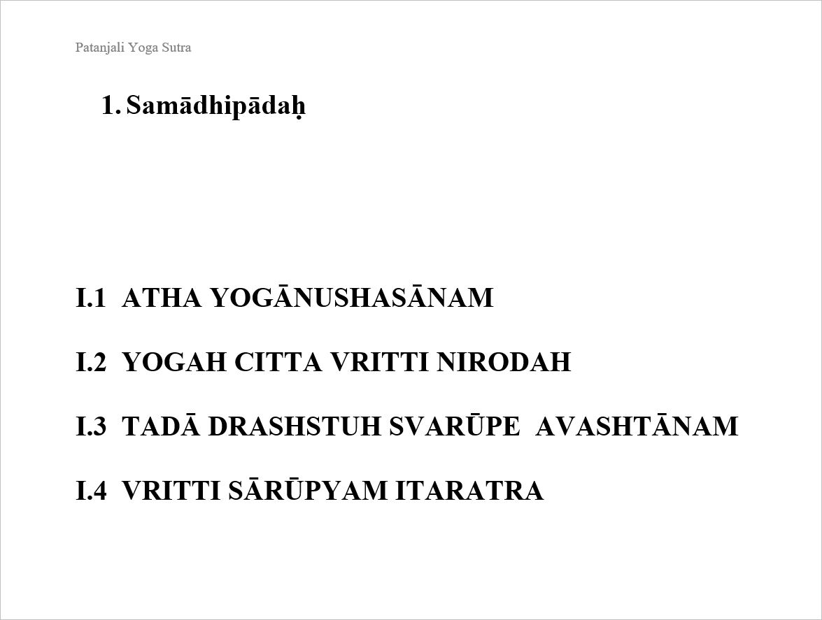 Canto yoga sutra 1 2 3 4 A